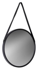 Lustro wiszące okrągłe MIRAGE na pasku 60 cm czarne Lustro wiszące okrągłe MIRAGE na pasku 60 cm czarne