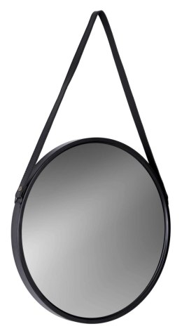 Lustro wiszące okrągłe MIRAGE na pasku 60 cm czarne