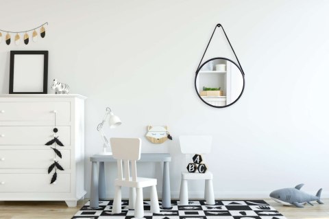 Lustro wiszące okrągłe MIRAGE na pasku 60 cm czarne Lustro wiszące okrągłe MIRAGE na pasku 60 cm czarne