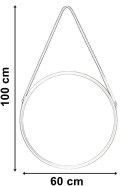 Lustro wiszące okrągłe MIRAGE na pasku 60 cm czarne Lustro wiszące okrągłe MIRAGE na pasku 60 cm czarne