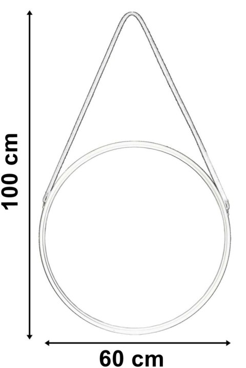 Lustro wiszące okrągłe MIRAGE na pasku 60 cm czarne Lustro wiszące okrągłe MIRAGE na pasku 60 cm czarne