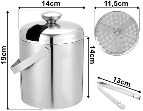 Wiaderko do lodu ze szczypcami 1,3l FACUNDO Wiaderko do lodu ze szczypcami 1,3l FACUNDO