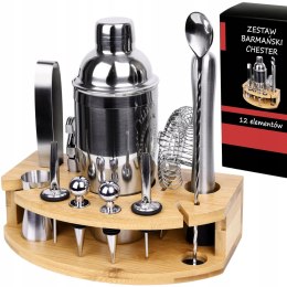 Zestaw barmański shaker do drinków CHESTER stojak 12 elementów