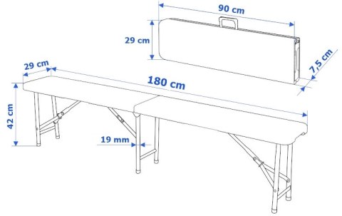 Ławka cateringowa składana w walizkę 180 cm czarna Ławka cateringowa składana w walizkę 180 cm czarna