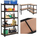 Regał magazynowy 5 poziomów czarny 150x75x30 nośność 625 kg Regał magazynowy 5 poziomów czarny 150x75x30 nośność 625 kg