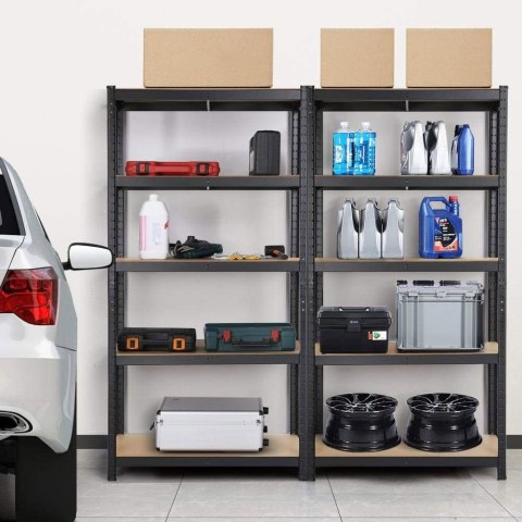 Regał magazynowy 5 poziomów czarny 150x75x30 nośność 625 kg Regał magazynowy 5 poziomów czarny 150x75x30 nośność 625 kg