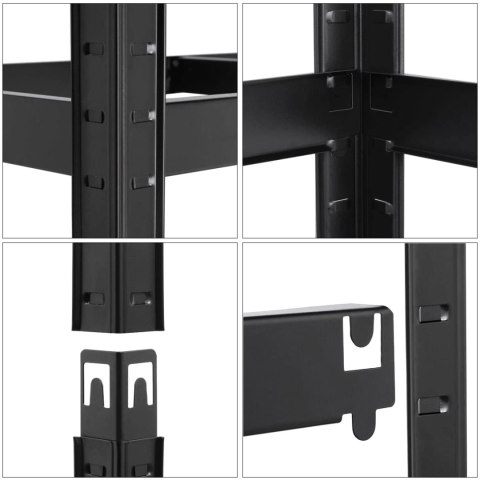 Regał magazynowy 5 poziomów czarny 150x75x30 nośność 625 kg Regał magazynowy 5 poziomów czarny 150x75x30 nośność 625 kg