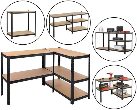 Regał magazynowy 5 poziomów czarny 150x75x30 nośność 625 kg Regał magazynowy 5 poziomów czarny 150x75x30 nośność 625 kg
