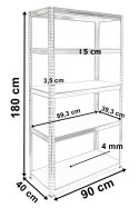 Regał magazynowy 5 poziomów czarny 180x90x40 nośność 875 kg Regał magazynowy 5 poziomów czarny 180x90x40 nośność 875 kg