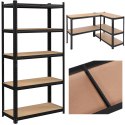 Regał magazynowy 5 poziomów czarny 180x90x40 nośność 875 kg Regał magazynowy 5 poziomów czarny 180x90x40 nośność 875 kg