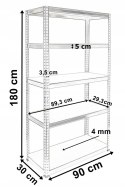 Regał magazynowy CONOR czarny 180x90x30 nośność 875 kg Regał magazynowy CONOR czarny 180x90x30 nośność 875 kg