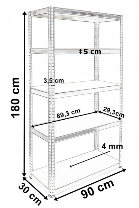 Regał magazynowy CONOR czarny 180x90x30 nośność 875 kg Regał magazynowy CONOR czarny 180x90x30 nośność 875 kg