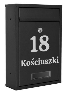 Skrzynka na listy GUSTAV czarna z napisem