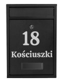 Skrzynka na listy GUSTAV czarna z napisem Skrzynka na listy GUSTAV czarna z napisem
