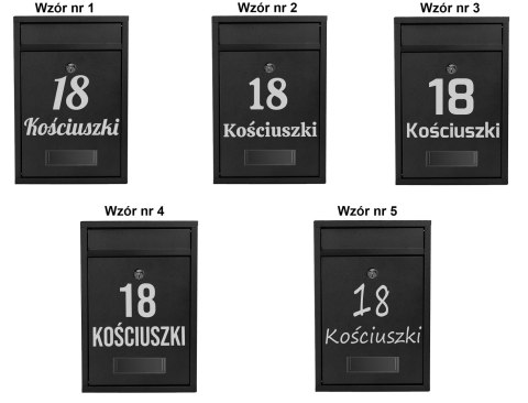 Skrzynka na listy GUSTAV czarna z napisem Skrzynka na listy GUSTAV czarna z napisem