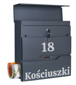 Skrzynka na listy VIDAR antracyt z napisem