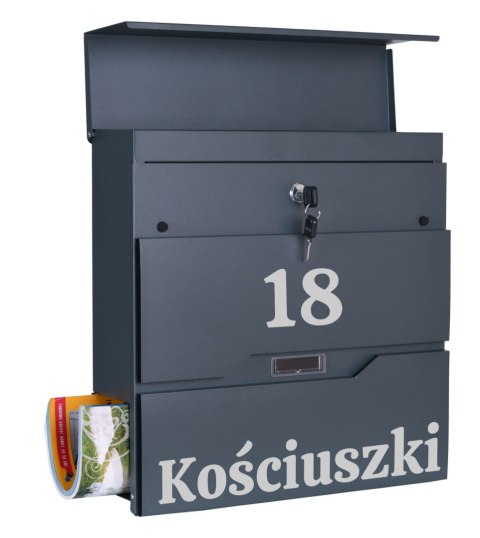 Skrzynka na listy VIDAR antracyt z napisem Skrzynka na listy VIDAR antracyt z napisem