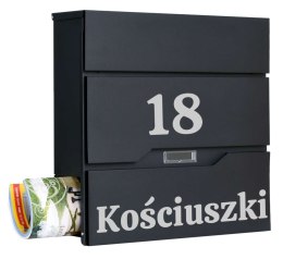 Skrzynka na listy VIDAR czarna z napisem