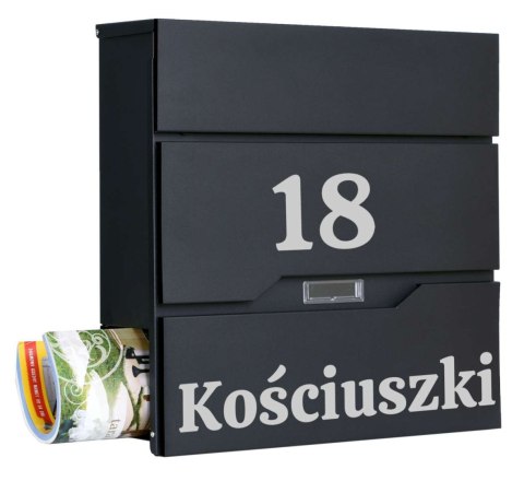 Skrzynka na listy VIDAR czarna z napisem Skrzynka na listy VIDAR czarna z napisem