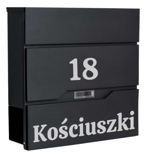 Skrzynka na listy VIDAR czarna z napisem Skrzynka na listy VIDAR czarna z napisem