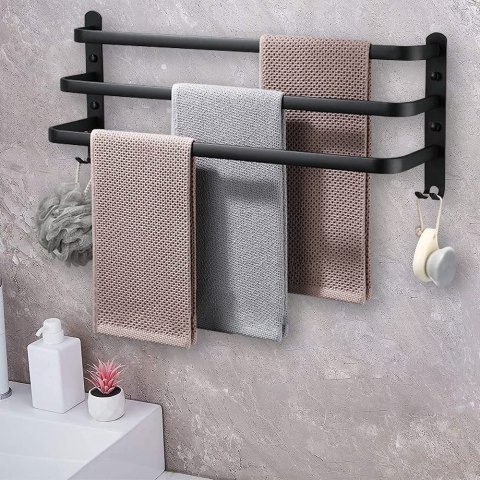 Wieszak ścienny na ręczniki ATHOS 50 cm czarny Wieszak ścienny na ręczniki ATHOS 50 cm czarny