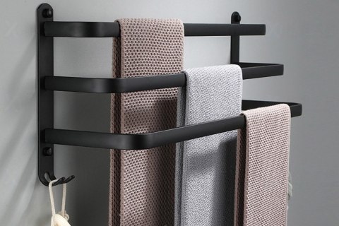 Wieszak ścienny na ręczniki ATHOS 50 cm czarny Wieszak ścienny na ręczniki ATHOS 50 cm czarny