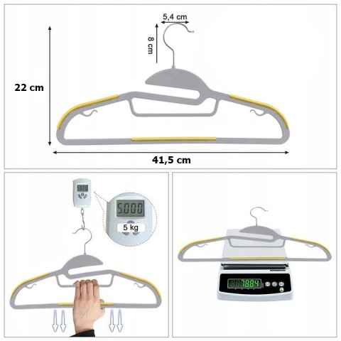 Wieszak ubraniowy FLEXI komplet 10 sztuk szaro-żółty Wieszak ubraniowy FLEXI komplet 10 sztuk szaro-żółty