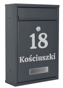 Skrzynka na listy GUSTAV antracyt z napisem Skrzynka na listy GUSTAV antracyt z napisem