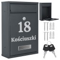 Skrzynka na listy GUSTAV antracyt z napisem Skrzynka na listy GUSTAV antracyt z napisem