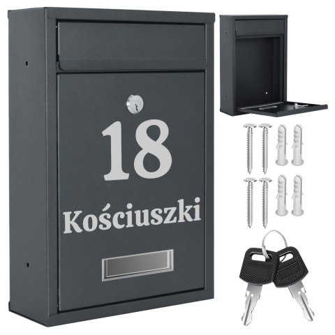 Skrzynka na listy GUSTAV antracyt z napisem Skrzynka na listy GUSTAV antracyt z napisem