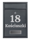 Skrzynka na listy GUSTAV antracyt z napisem Skrzynka na listy GUSTAV antracyt z napisem