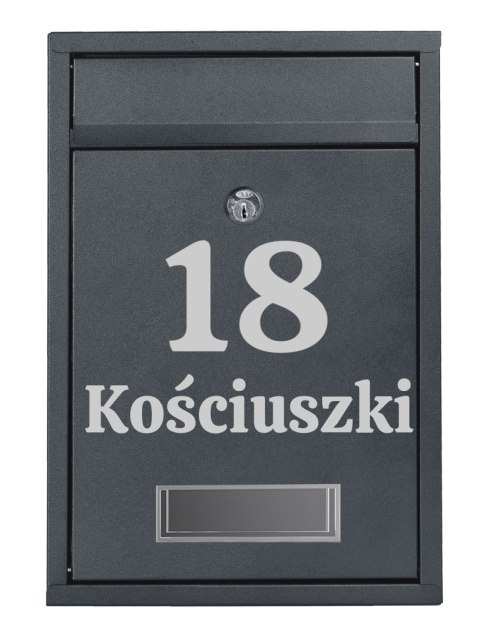 Skrzynka na listy GUSTAV antracyt z napisem Skrzynka na listy GUSTAV antracyt z napisem