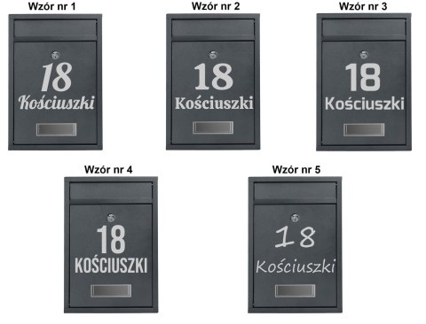 Skrzynka na listy GUSTAV antracyt z napisem Skrzynka na listy GUSTAV antracyt z napisem
