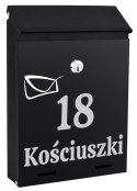 Skrzynka na listy ODVIN czarna z napisem Skrzynka na listy ODVIN czarna z napisem