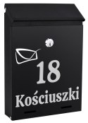 Skrzynka na listy ODVIN czarna z napisem Skrzynka na listy ODVIN czarna z napisem