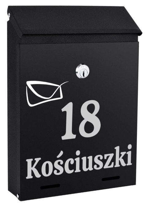 Skrzynka na listy ODVIN czarna z napisem Skrzynka na listy ODVIN czarna z napisem