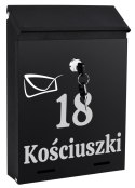Skrzynka na listy ODVIN czarna z napisem Skrzynka na listy ODVIN czarna z napisem