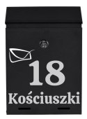 Skrzynka na listy ODVIN czarna z napisem Skrzynka na listy ODVIN czarna z napisem