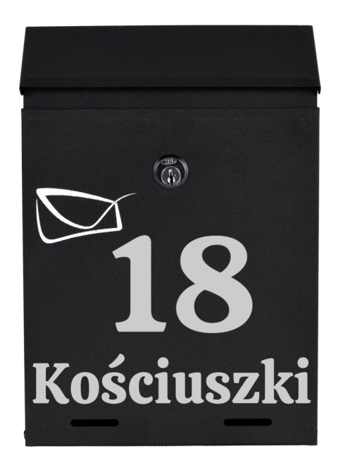 Skrzynka na listy ODVIN czarna z napisem Skrzynka na listy ODVIN czarna z napisem