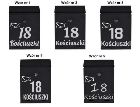 Skrzynka na listy ODVIN czarna z napisem Skrzynka na listy ODVIN czarna z napisem