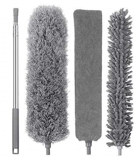 Teleskopowa miotełka do kurzu 3 końcówki ZOSIA 280 cm szara Teleskopowa miotełka do kurzu 3 końcówki ZOSIA 280 cm szara