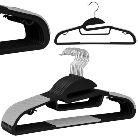 Wieszak ubraniowy FLEXI komplet 10 sztuk czarno-szary Wieszak ubraniowy FLEXI komplet 10 sztuk czarno-szary