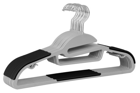 Wieszak ubraniowy FLEXI komplet 10 sztuk szaro-czarny Wieszak ubraniowy FLEXI komplet 10 sztuk szaro-czarny