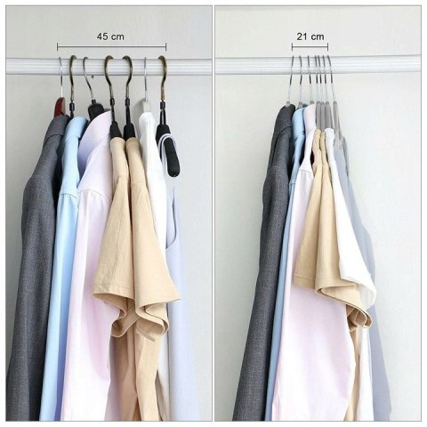 Wieszak ubraniowy FLEXI komplet 10 sztuk szaro-czarny Wieszak ubraniowy FLEXI komplet 10 sztuk szaro-czarny