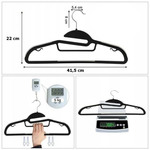 Wieszak ubraniowy FLEXI komplet 20 sztuk czarno-szary Wieszak ubraniowy FLEXI komplet 20 sztuk czarno-szary