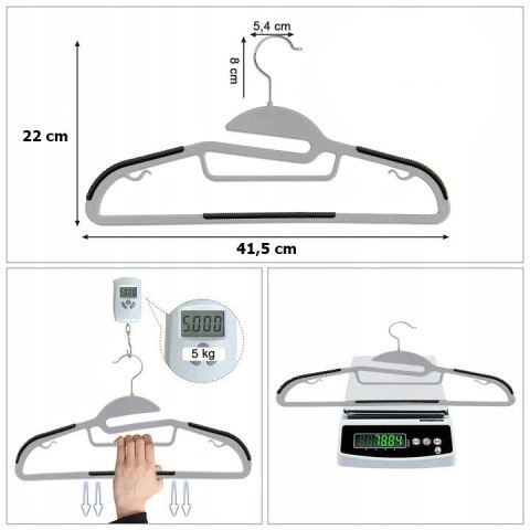 Wieszak ubraniowy FLEXI komplet 20 sztuk szaro-czarny Wieszak ubraniowy FLEXI komplet 20 sztuk szaro-czarny