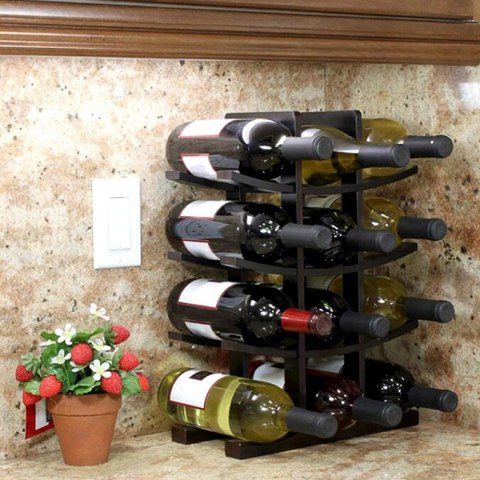 Stojak na wino bambusowy TODGAR czarny Stojak na wino bambusowy TODGAR czarny