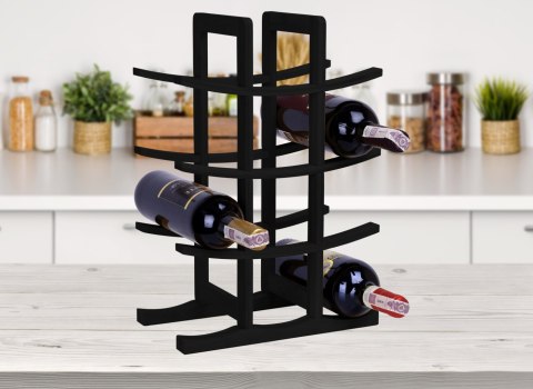 Stojak na wino bambusowy TODGAR czarny Stojak na wino bambusowy TODGAR czarny