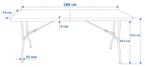 Stół bankietowy składany w walizkę RATTAN 180x74x74,5 czarny Stół bankietowy składany w walizkę RATTAN 180x74x74,5 czarny