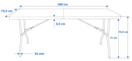 Stół cateringowy WOODLAND składany w walizkę 180 cm